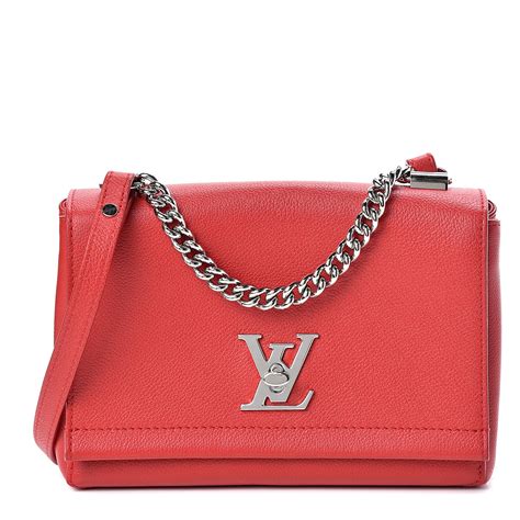 LOUIS VUITTON Calfskin Lockme II Chain Bag BB Rubis